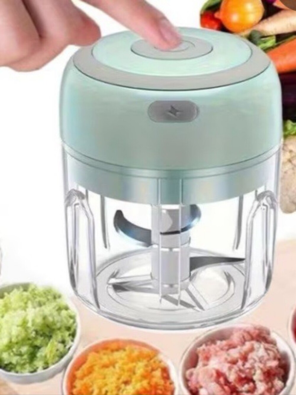 Mini Electric USB Charged  Food Chopper - Light Green